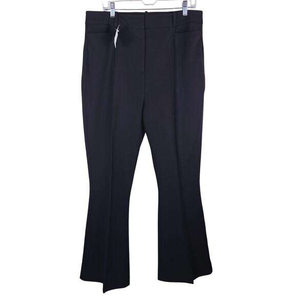 Reiss Dylan Black Flared High Rise Trousers Women's 14 NWT MSRP $225